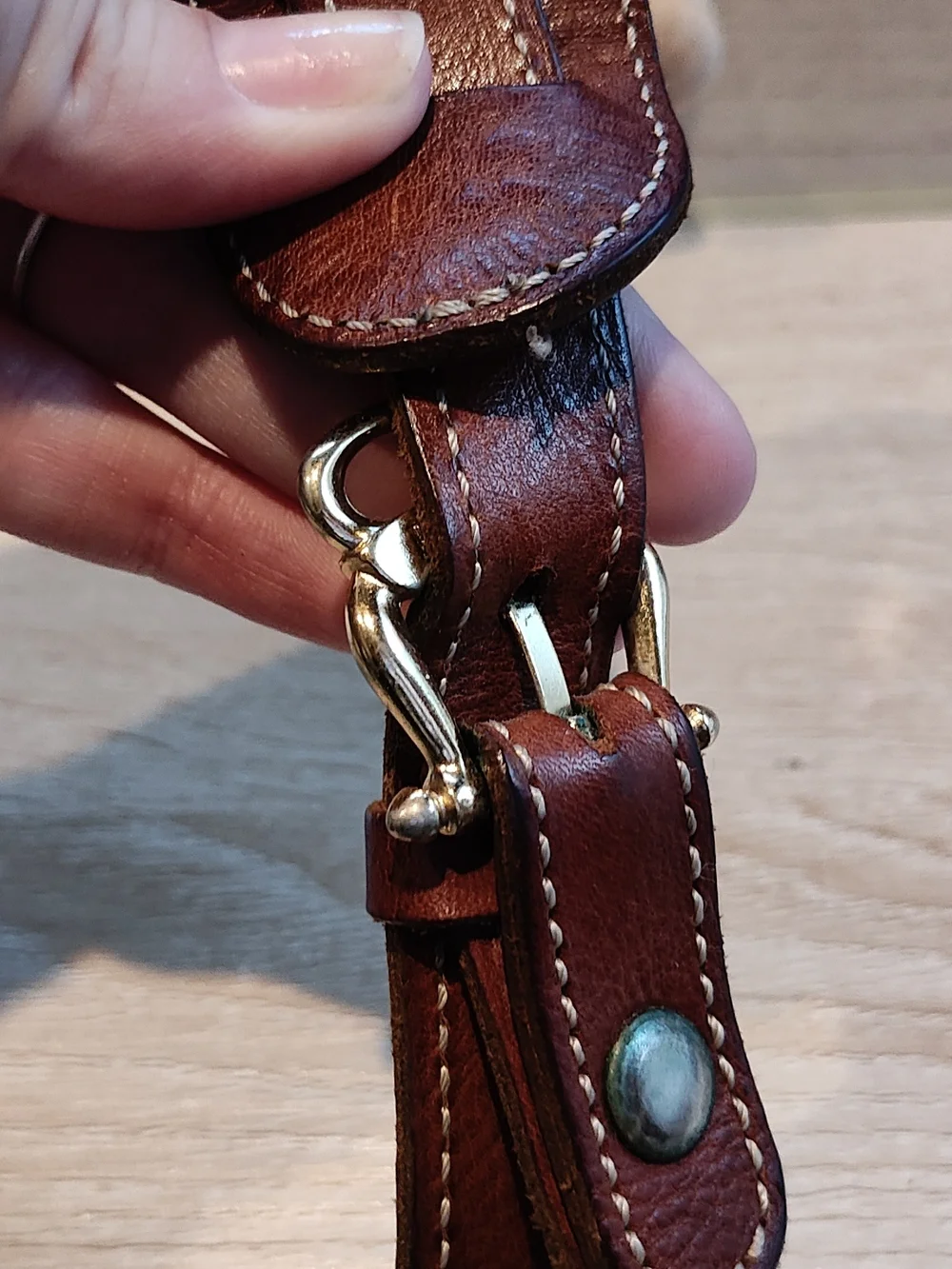 Pollini Brown Monogram Leather Crossbody Bag with Gold Hardware